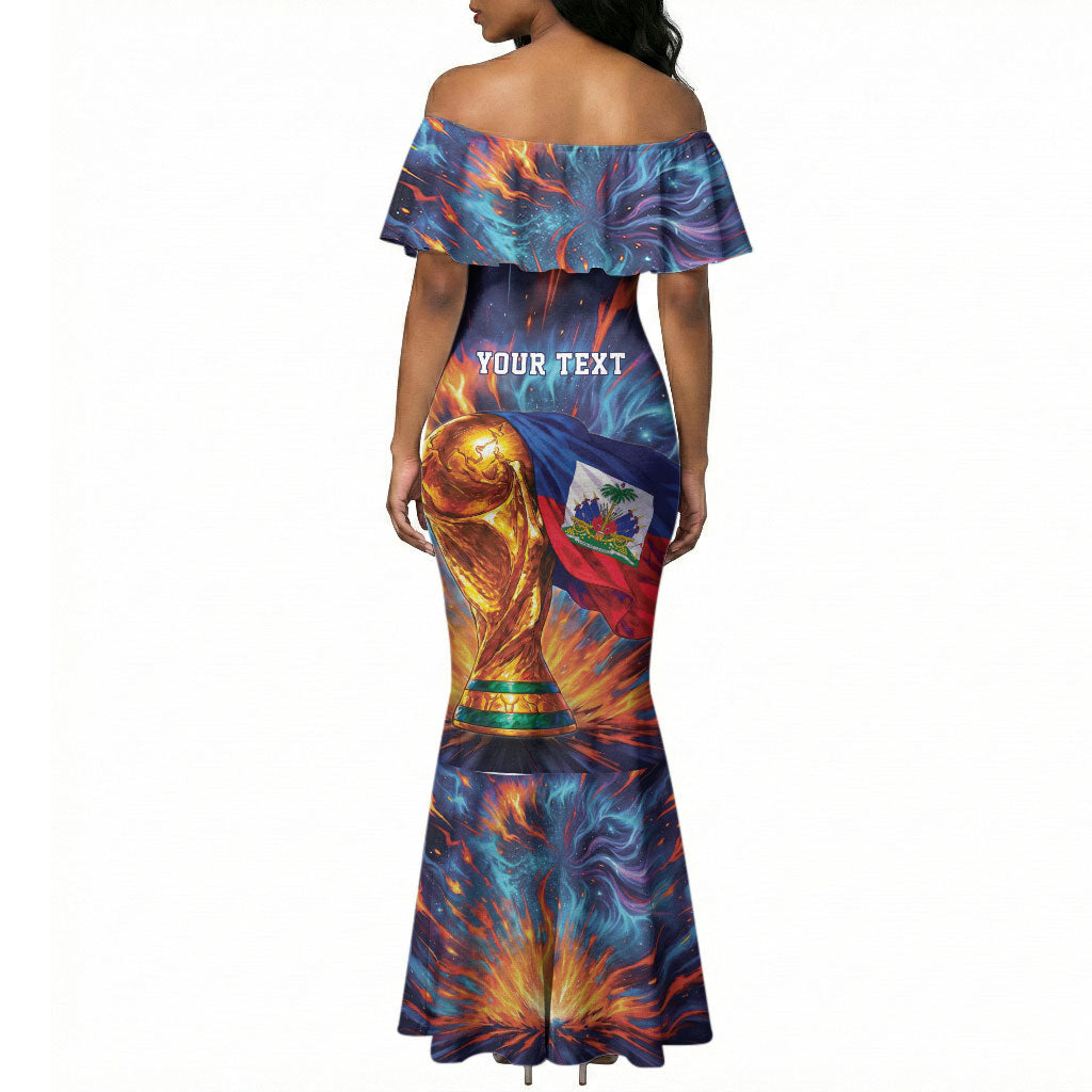 Personalized World Football 2026 Afro Haiti Mermaid Dress Les Grenadiers Trophy Flag Art