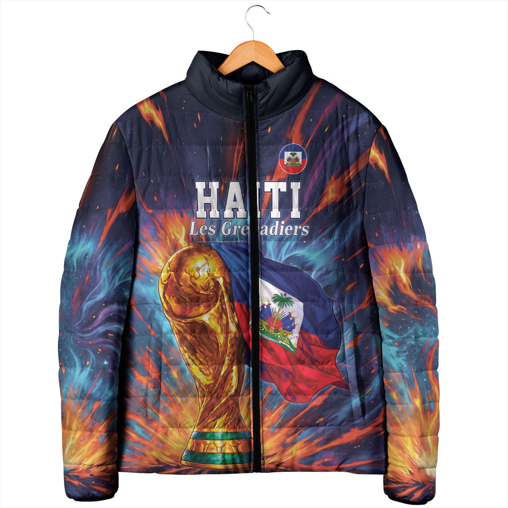 Personalized World Football 2026 Afro Haiti Padded Jacket Les Grenadiers Trophy Flag Art