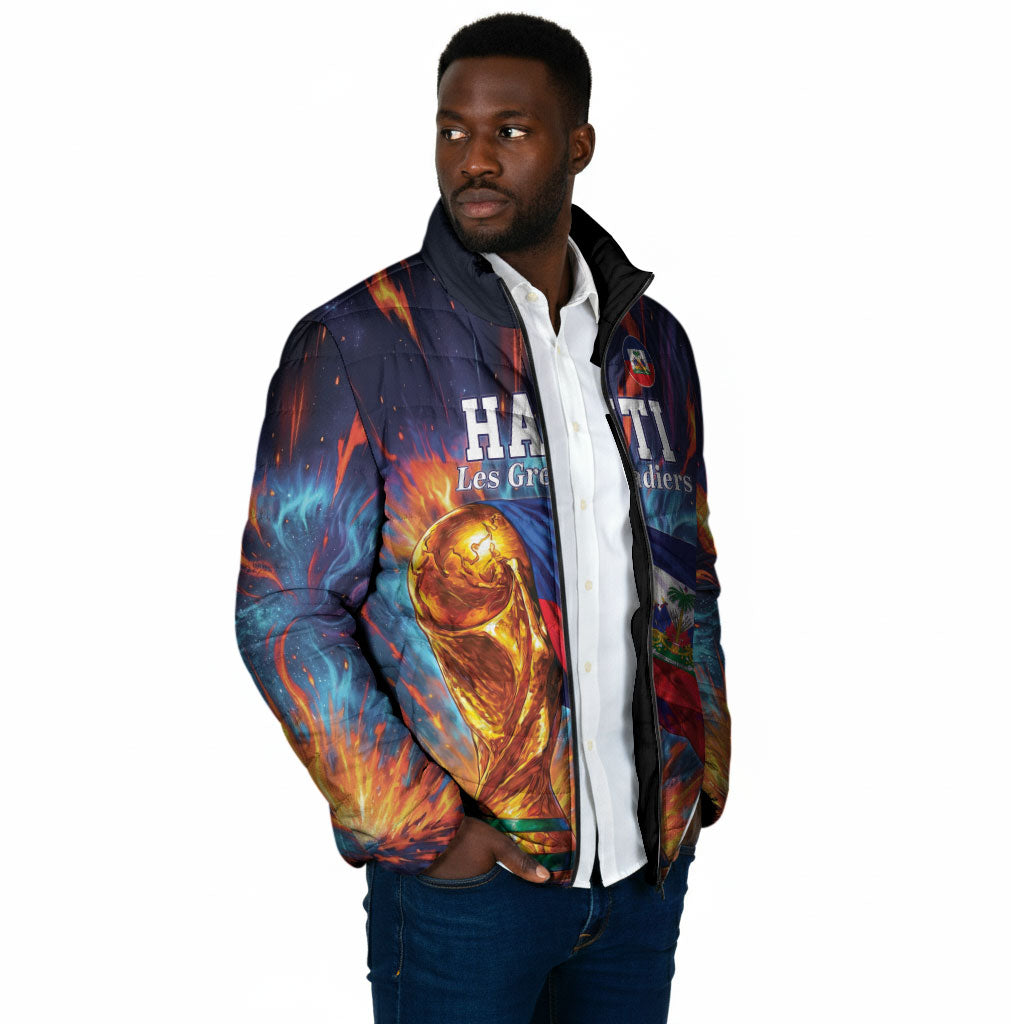 Personalized World Football 2026 Afro Haiti Padded Jacket Les Grenadiers Trophy Flag Art
