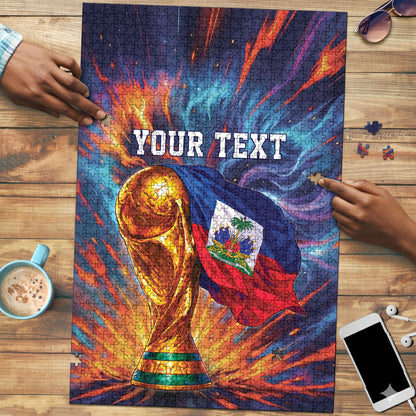 Personalized World Football 2026 Afro Haiti Puzzle Les Grenadiers Trophy Flag Art