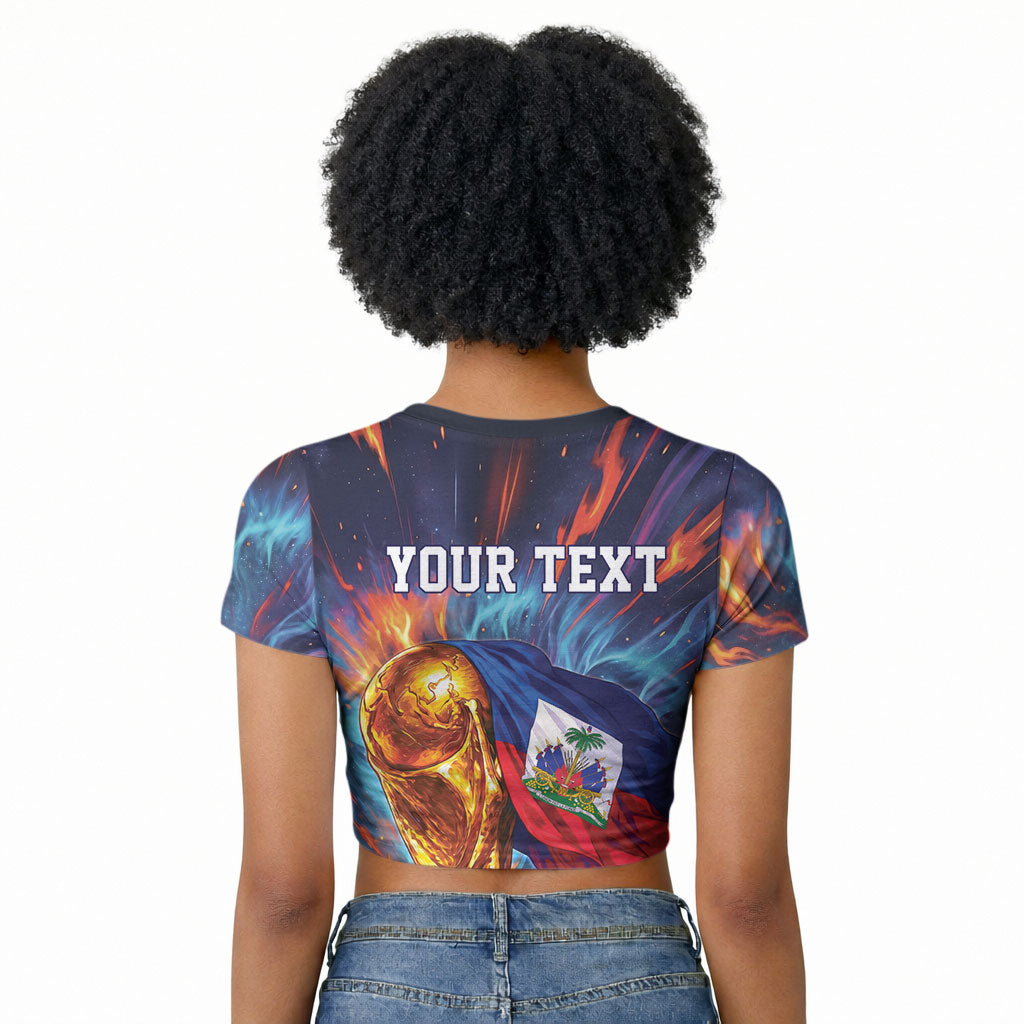 Personalized World Football 2026 Afro Haiti Raglan Cropped T shirt Les Grenadiers Trophy Flag Art