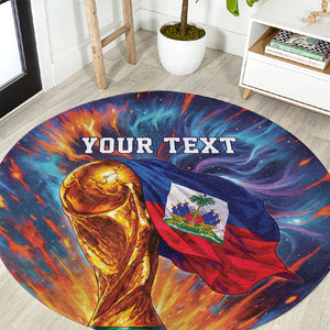 Personalized World Football 2026 Afro Haiti Round Carpet Les Grenadiers Trophy Flag Art