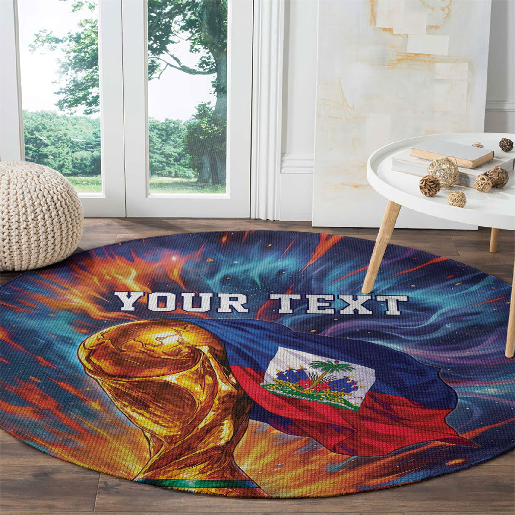 Personalized World Football 2026 Afro Haiti Round Carpet Les Grenadiers Trophy Flag Art
