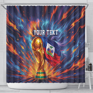 Personalized World Football 2026 Afro Haiti Shower Curtain Les Grenadiers Trophy Flag Art