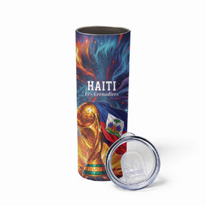 Personalized World Football 2026 Afro Haiti Skinny Tumbler Les Grenadiers Trophy Flag Art