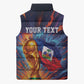 Personalized World Football 2026 Afro Haiti Sleeveless Puffer Jacket Les Grenadiers Trophy Flag Art