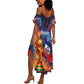 Personalized World Football 2026 Afro Haiti Summer Maxi Dress Les Grenadiers Trophy Flag Art