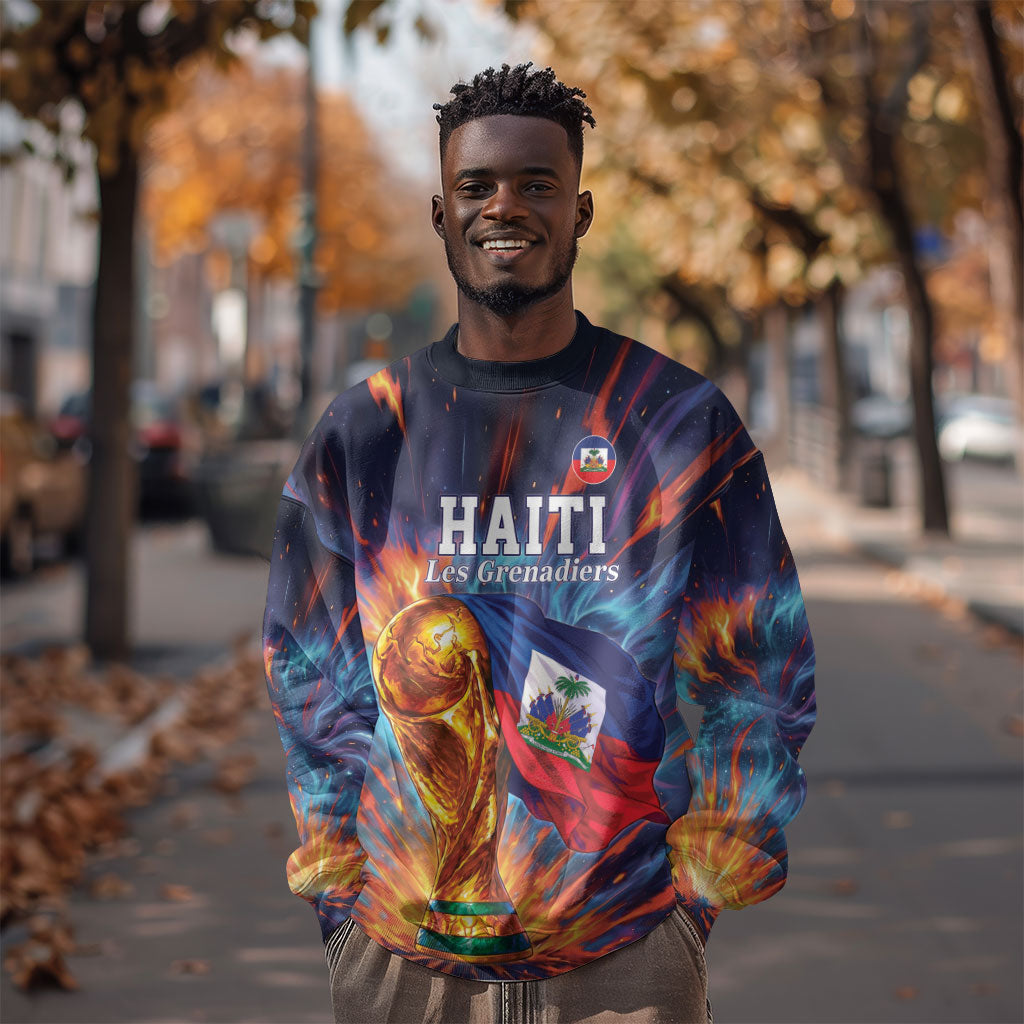 Personalized World Football 2026 Afro Haiti Sweatshirt Les Grenadiers Trophy Flag Art