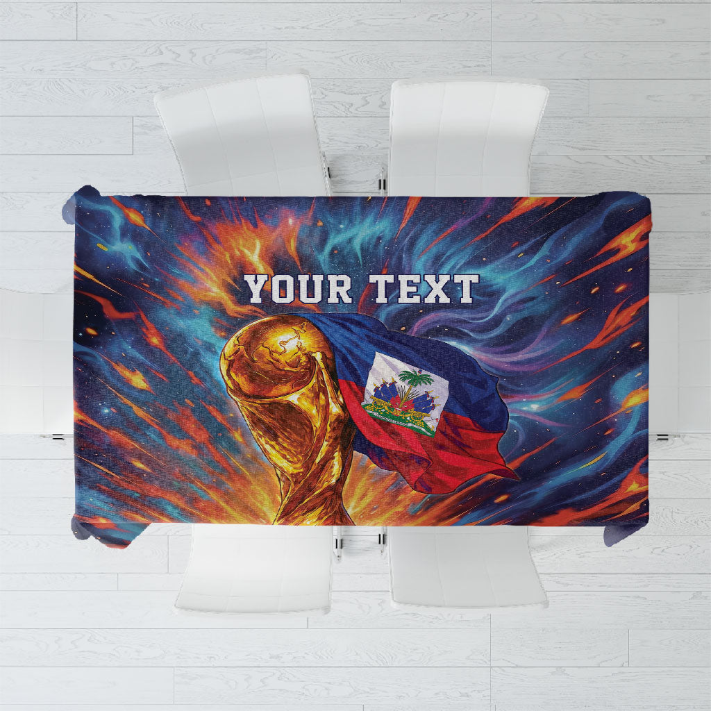 Personalized World Football 2026 Afro Haiti Tablecloth Les Grenadiers Trophy Flag Art
