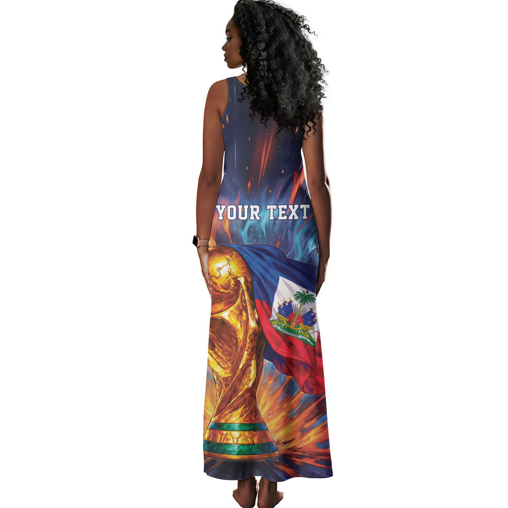 Personalized World Football 2026 Afro Haiti Tank Maxi Dress Les Grenadiers Trophy Flag Art