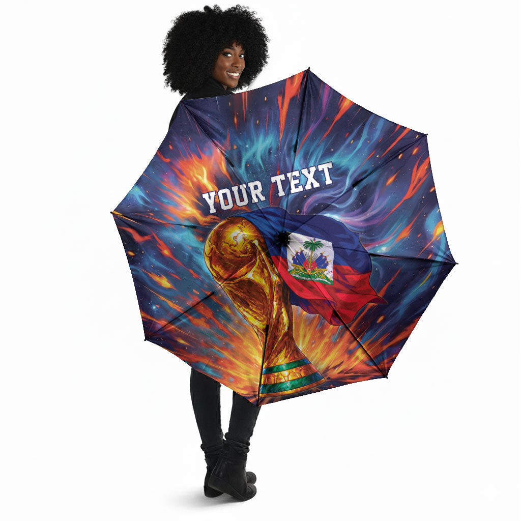 Personalized World Football 2026 Afro Haiti Umbrella Les Grenadiers Trophy Flag Art