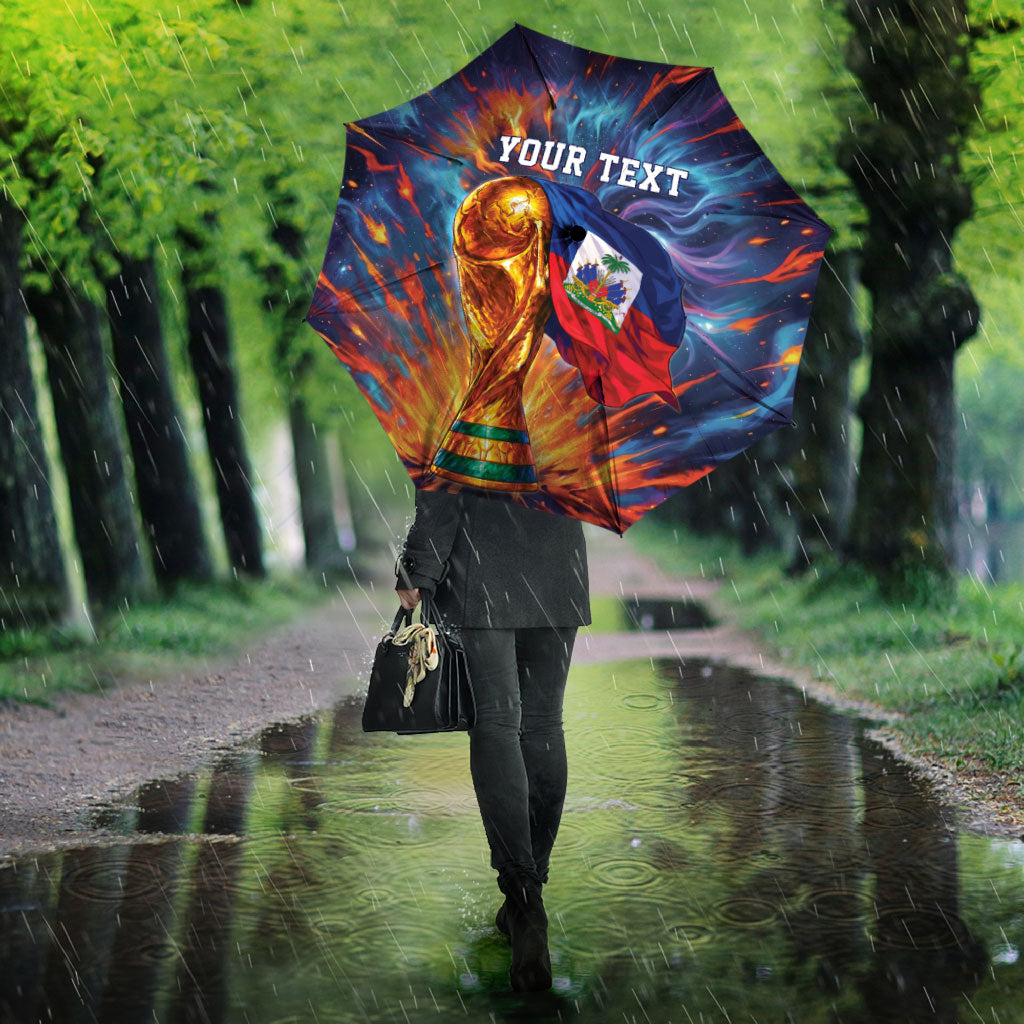 Personalized World Football 2026 Afro Haiti Umbrella Les Grenadiers Trophy Flag Art