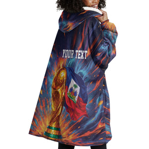 Personalized World Football 2026 Afro Haiti Wearable Blanket Hoodie Les Grenadiers Trophy Flag Art