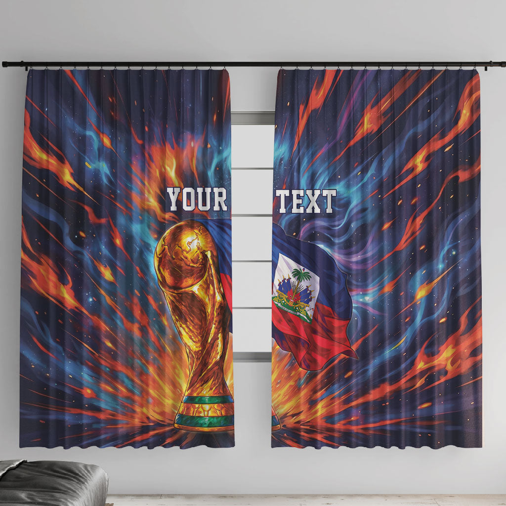 Personalized World Football 2026 Afro Haiti Window Curtain Les Grenadiers Trophy Flag Art