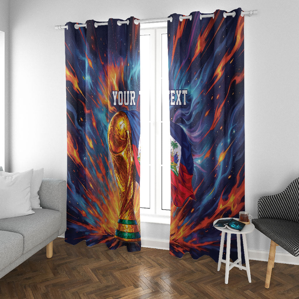 Personalized World Football 2026 Afro Haiti Window Curtain Les Grenadiers Trophy Flag Art