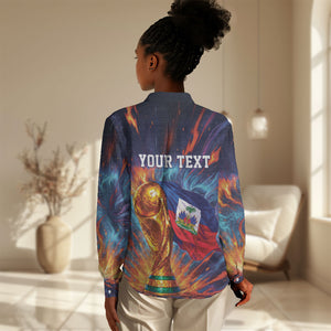 Personalized World Football 2026 Afro Haiti Women Casual Shirt Les Grenadiers Trophy Flag Art