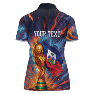 Personalized World Football 2026 Afro Haiti Women Polo Shirt Les Grenadiers Trophy Flag Art