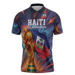 Personalized World Football 2026 Afro Haiti Zipper Polo Shirt Les Grenadiers Trophy Flag Art