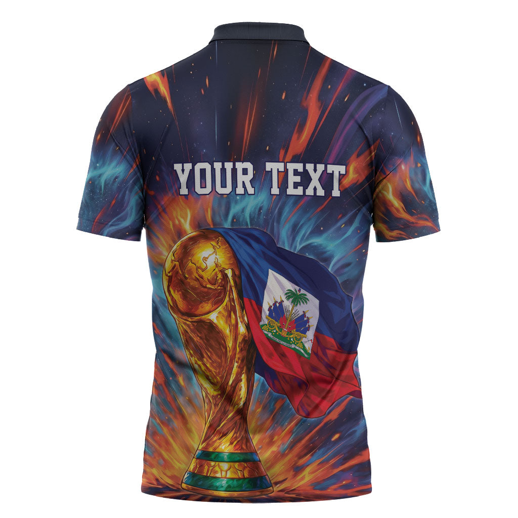 Personalized World Football 2026 Afro Haiti Zipper Polo Shirt Les Grenadiers Trophy Flag Art