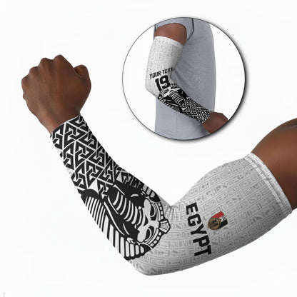 Custom World Football 2026 Egypt Arm Sleeves Pharaohs Hieroglyphs Pride White Version