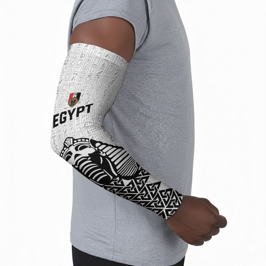 Custom World Football 2026 Egypt Arm Sleeves Pharaohs Hieroglyphs Pride White Version