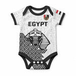 Custom World Football 2026 Egypt Baby Onesie Pharaohs Hieroglyphs Pride White Version