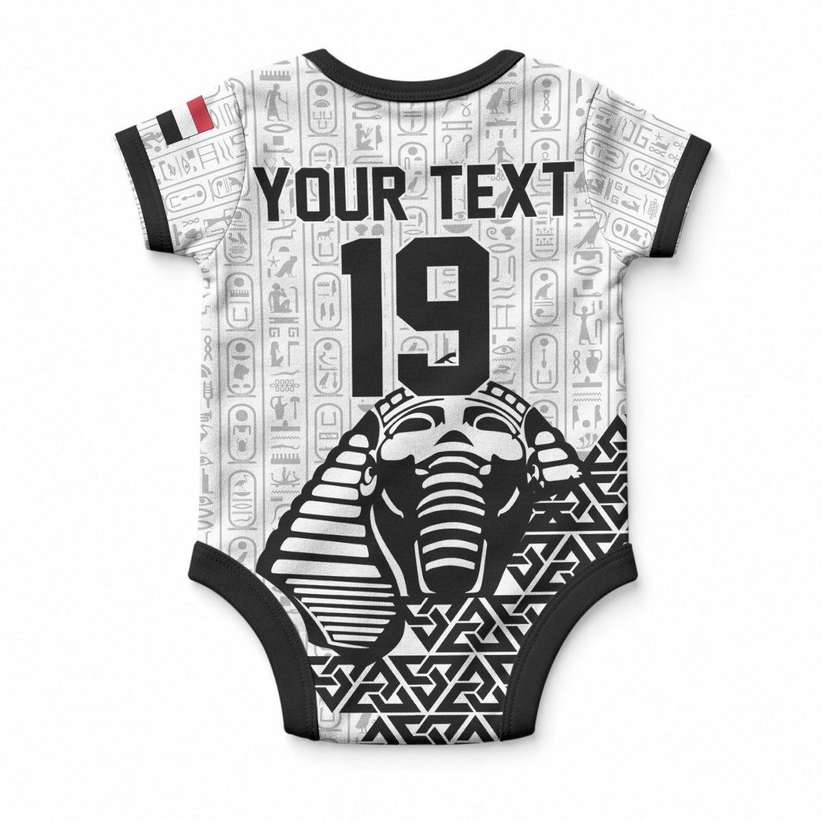 Custom World Football 2026 Egypt Baby Onesie Pharaohs Hieroglyphs Pride White Version