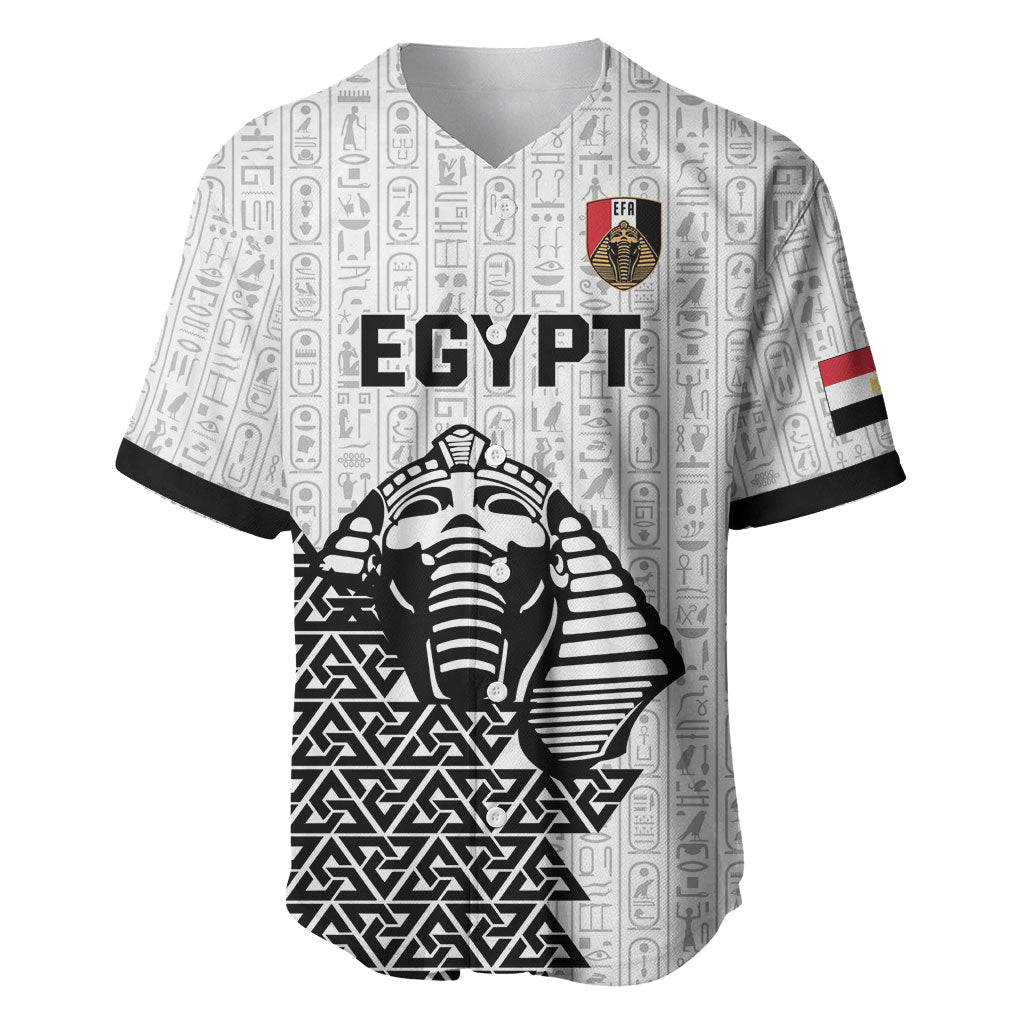 Custom World Football 2026 Egypt Baseball Jersey Pharaohs Hieroglyphs Pride White Version