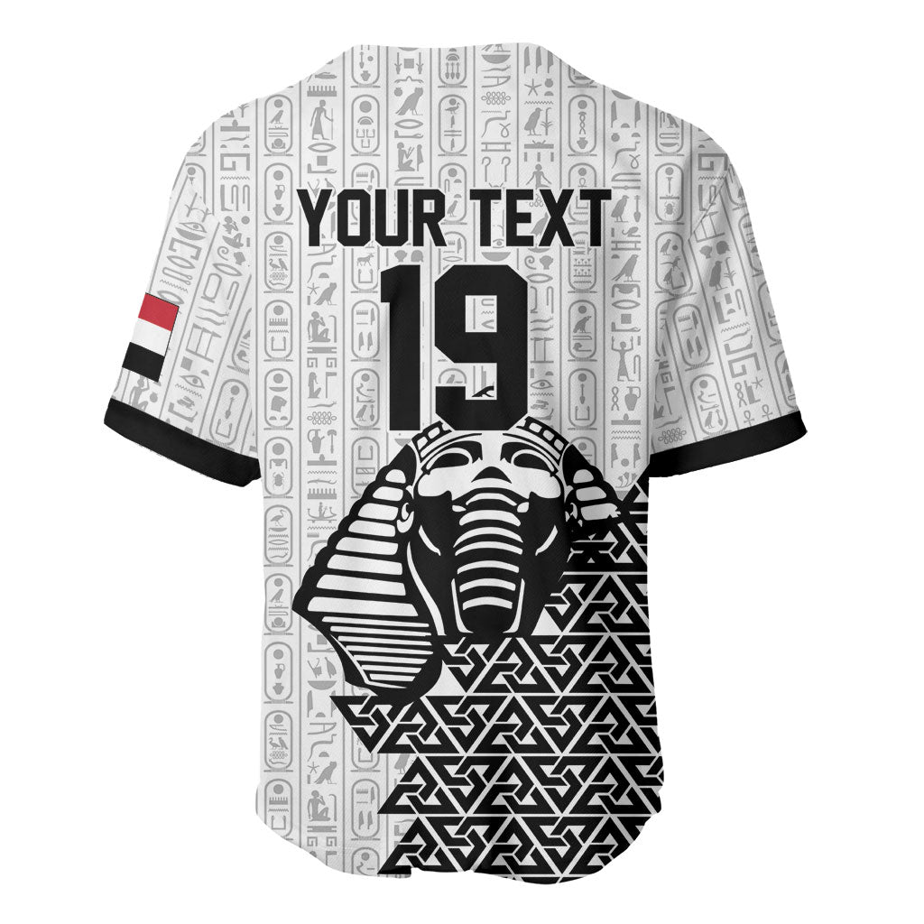 Custom World Football 2026 Egypt Baseball Jersey Pharaohs Hieroglyphs Pride White Version