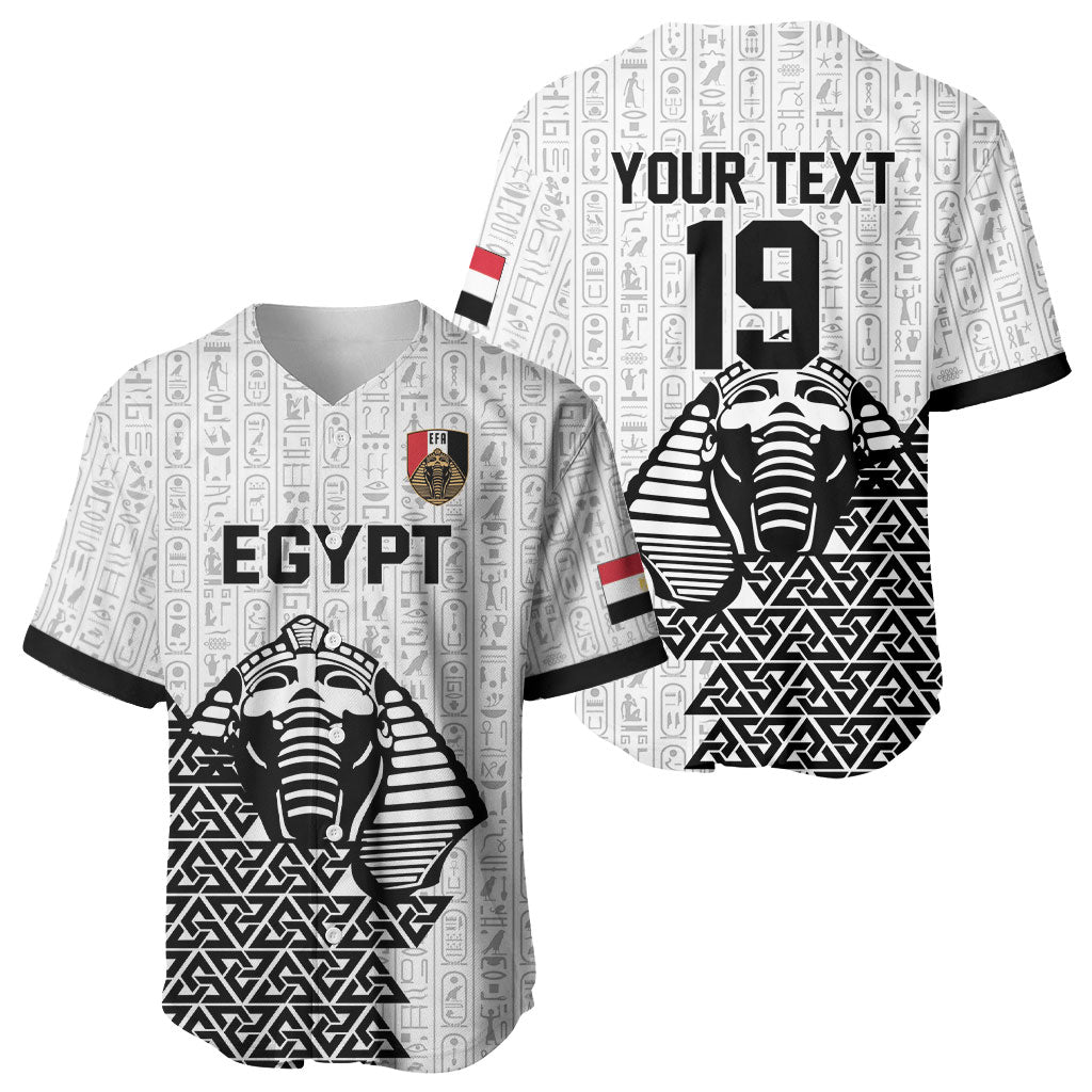 Custom World Football 2026 Egypt Baseball Jersey Pharaohs Hieroglyphs Pride White Version