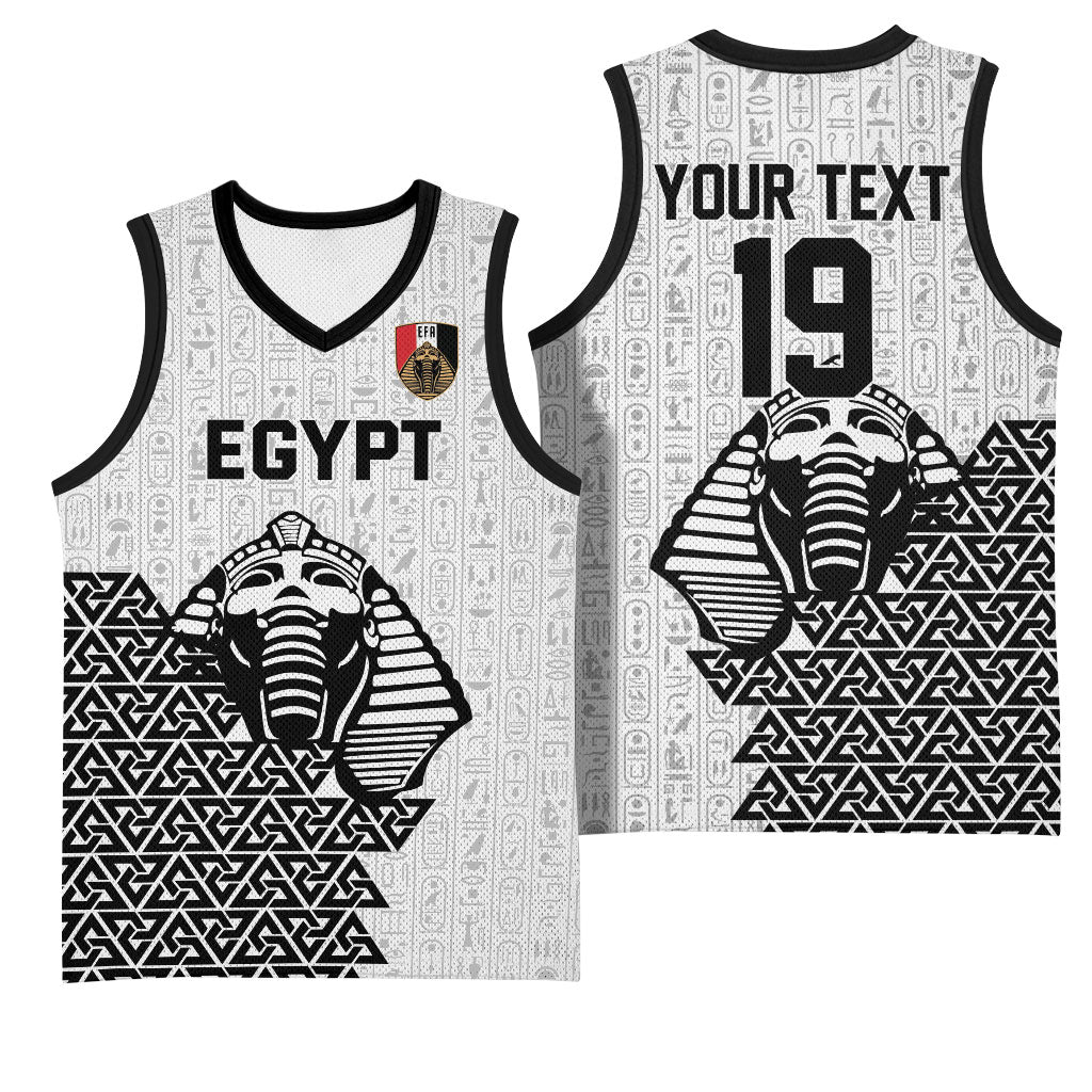 Custom World Football 2026 Egypt Basketball Jersey Pharaohs Hieroglyphs Pride White Version