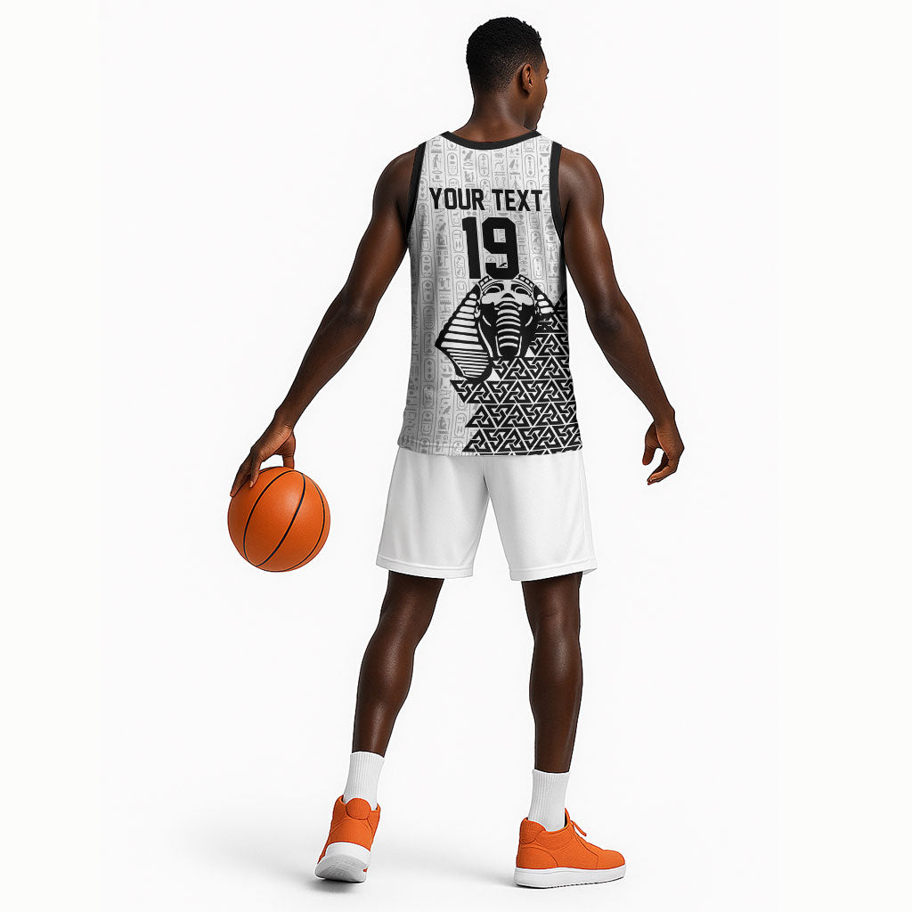 Custom World Football 2026 Egypt Basketball Jersey Pharaohs Hieroglyphs Pride White Version