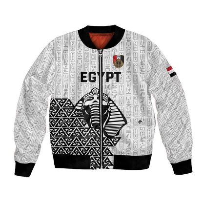 Custom World Football 2026 Egypt Bomber Jacket Pharaohs Hieroglyphs Pride White Version
