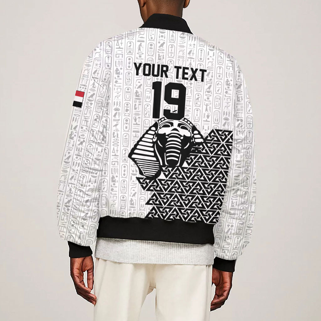 Custom World Football 2026 Egypt Bomber Jacket Pharaohs Hieroglyphs Pride White Version