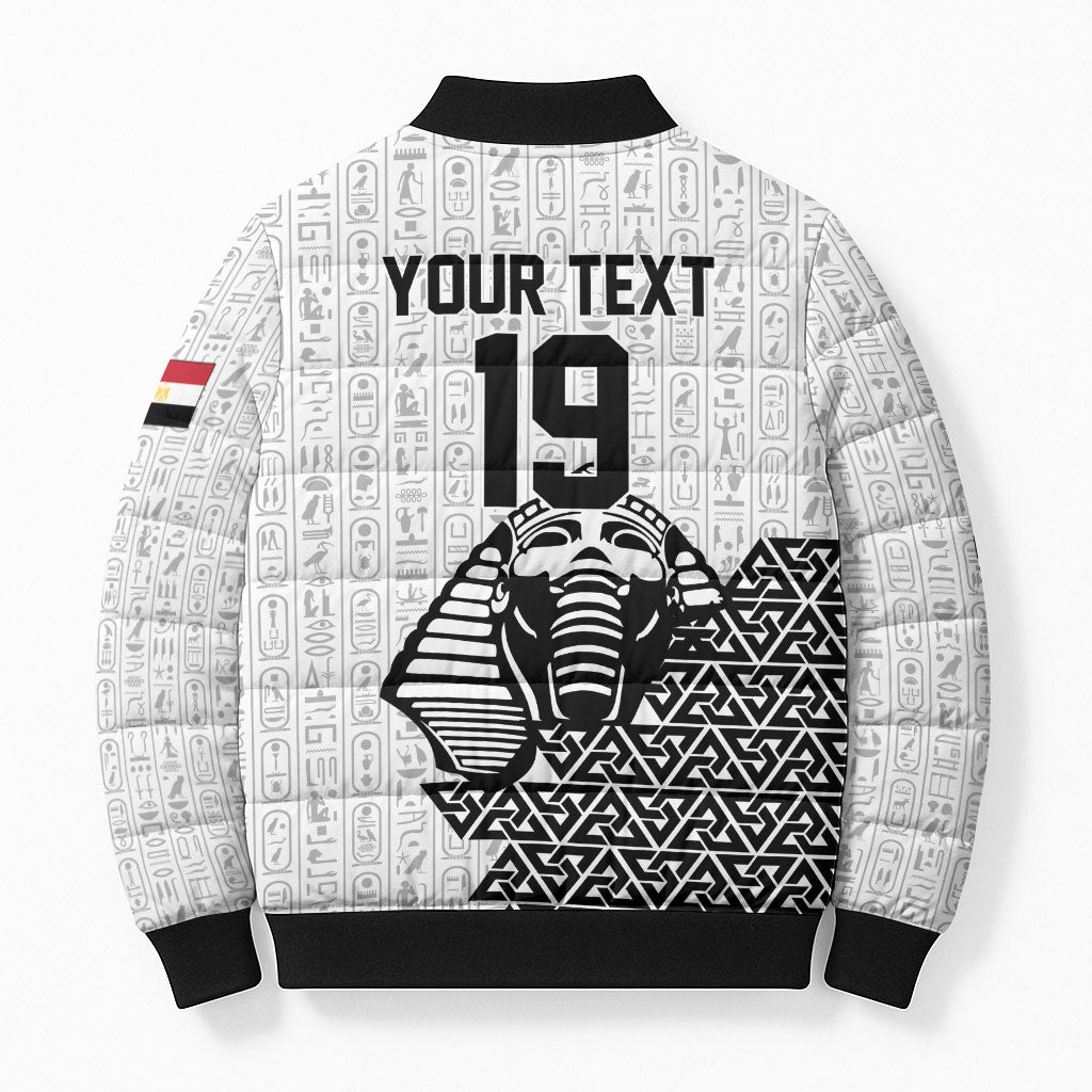 Custom World Football 2026 Egypt Bomber Puffer Jacket Pharaohs Hieroglyphs Pride White Version