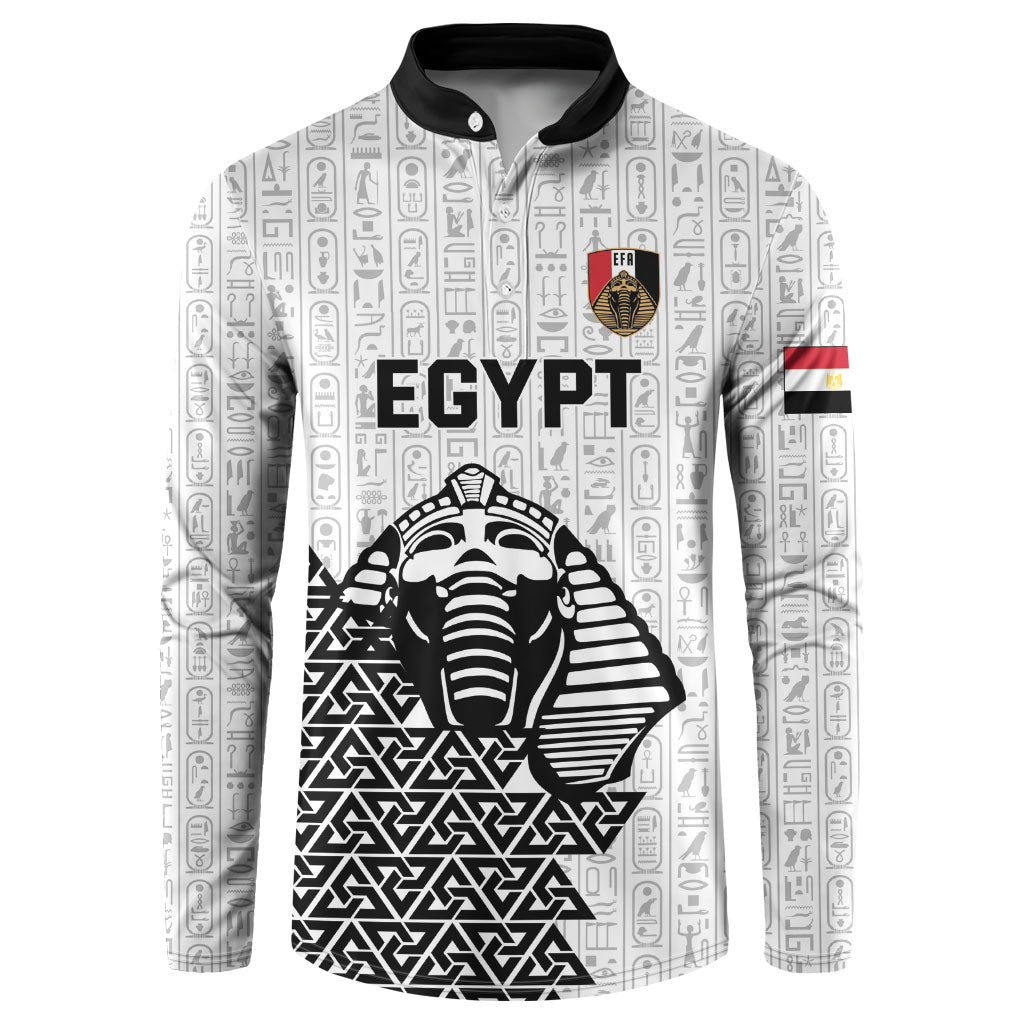 Custom World Football 2026 Egypt Button Sweatshirt Pharaohs Hieroglyphs Pride White Version