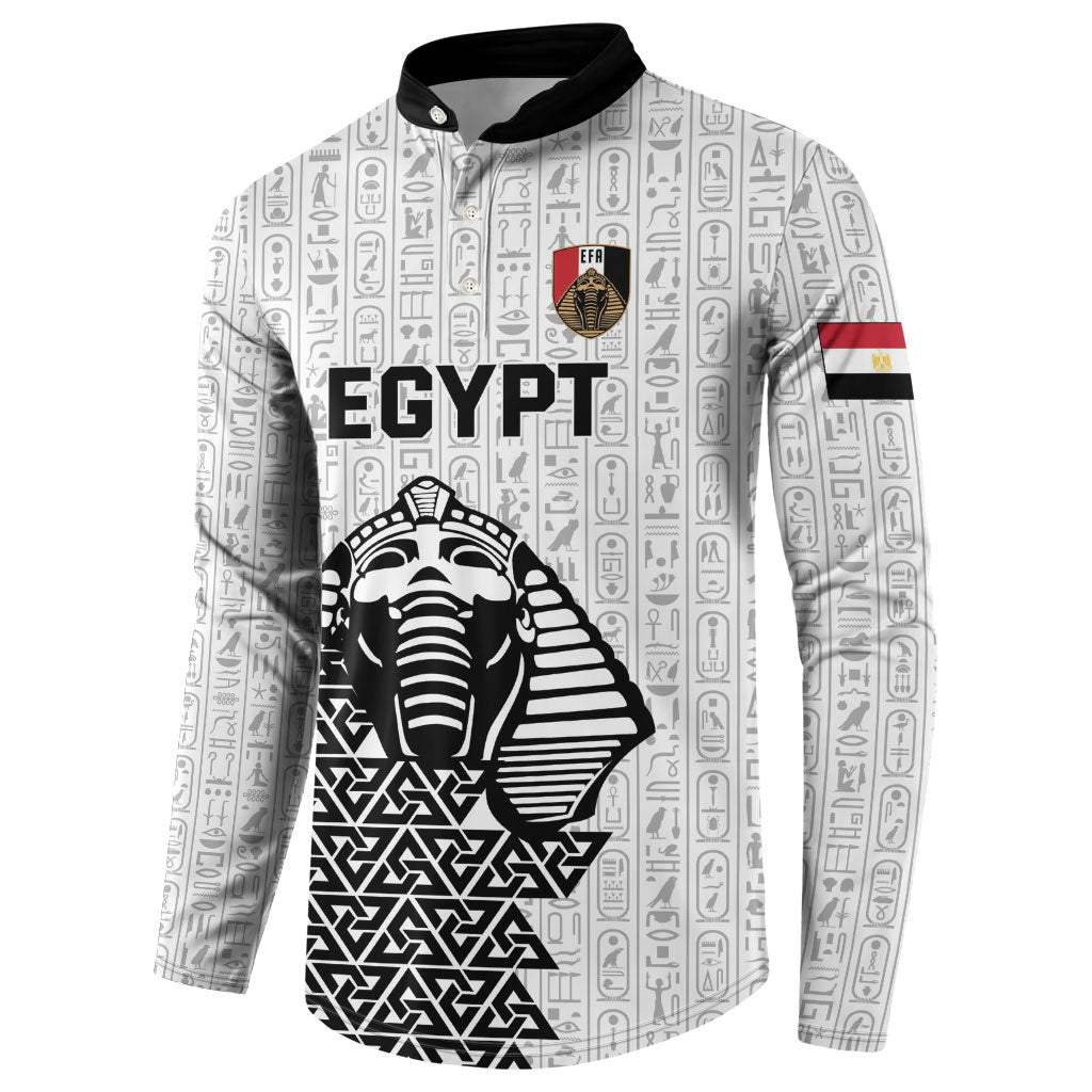 Custom World Football 2026 Egypt Button Sweatshirt Pharaohs Hieroglyphs Pride White Version