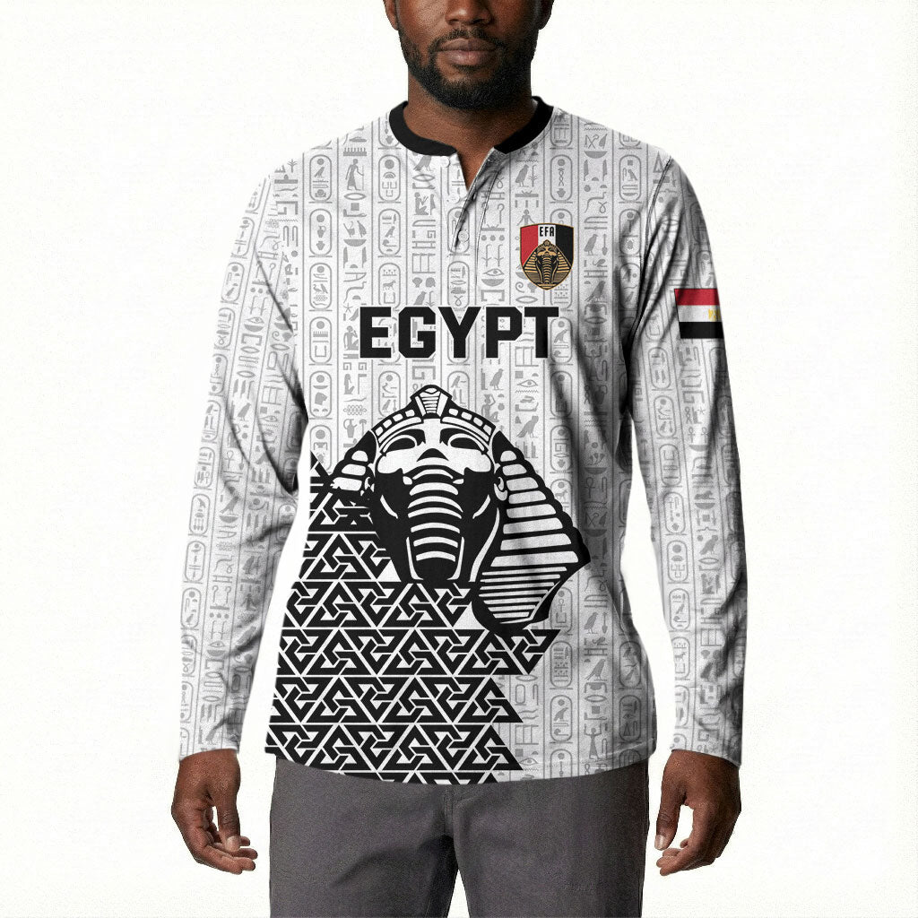 Custom World Football 2026 Egypt Button Sweatshirt Pharaohs Hieroglyphs Pride White Version