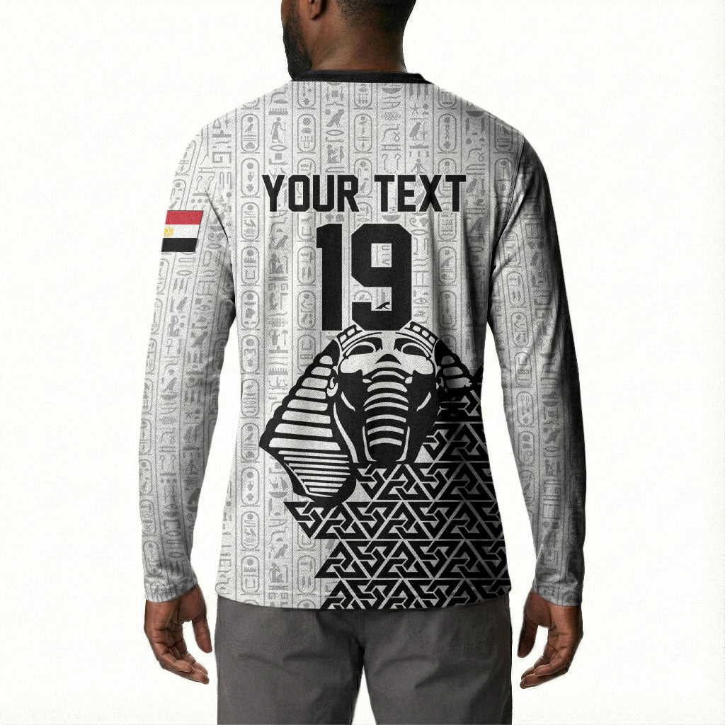 Custom World Football 2026 Egypt Button Sweatshirt Pharaohs Hieroglyphs Pride White Version