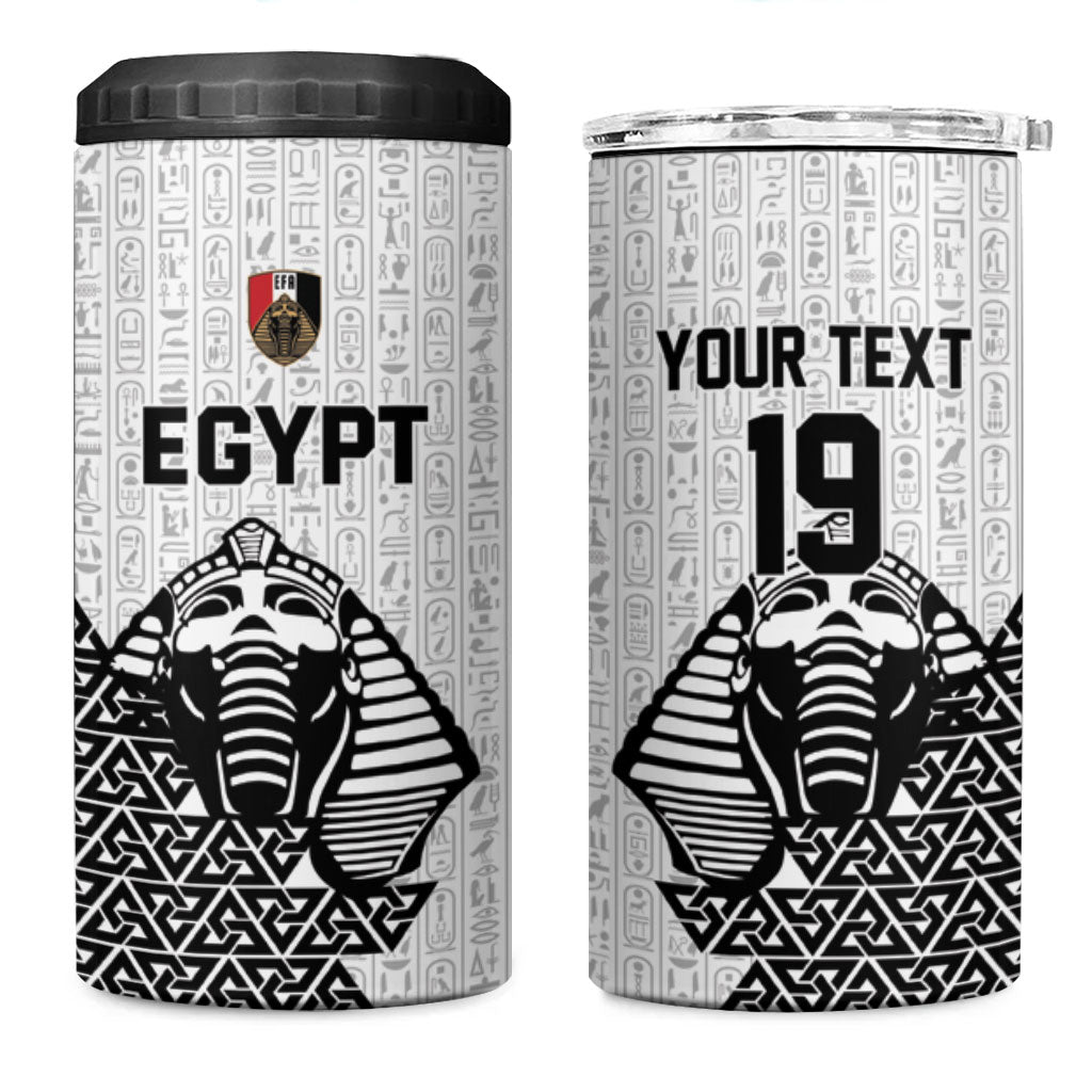 Custom World Football 2026 Egypt 4 in 1 Can Cooler Tumbler Pharaohs Hieroglyphs Pride White Version