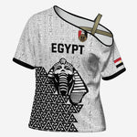 Custom World Football 2026 Egypt Cross Shoulder Shirt Pharaohs Hieroglyphs Pride White Version