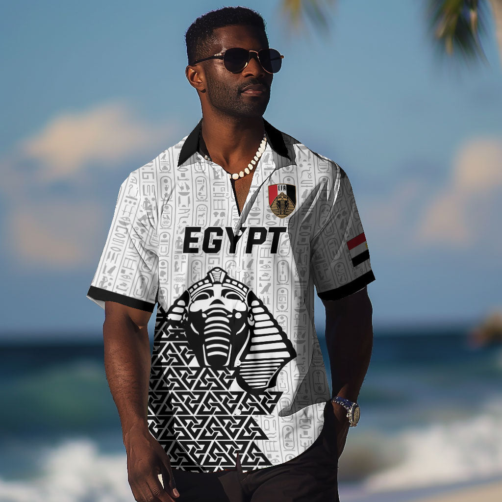 Custom World Football 2026 Egypt Hawaiian Shirt Pharaohs Hieroglyphs Pride White Version
