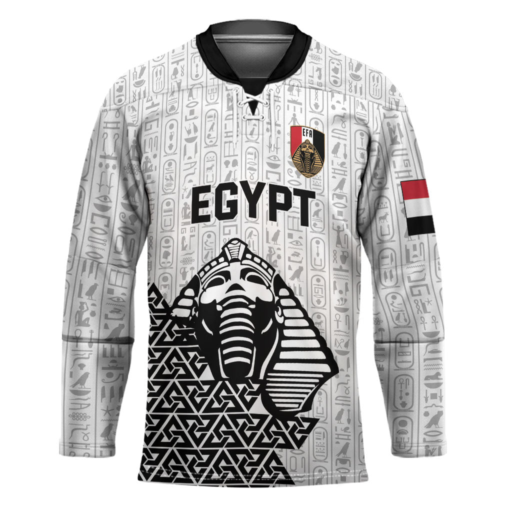 Custom World Football 2026 Egypt Hockey Jersey Pharaohs Hieroglyphs Pride White Version