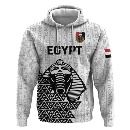 Custom World Football 2026 Egypt Hoodie Pharaohs Hieroglyphs Pride White Version