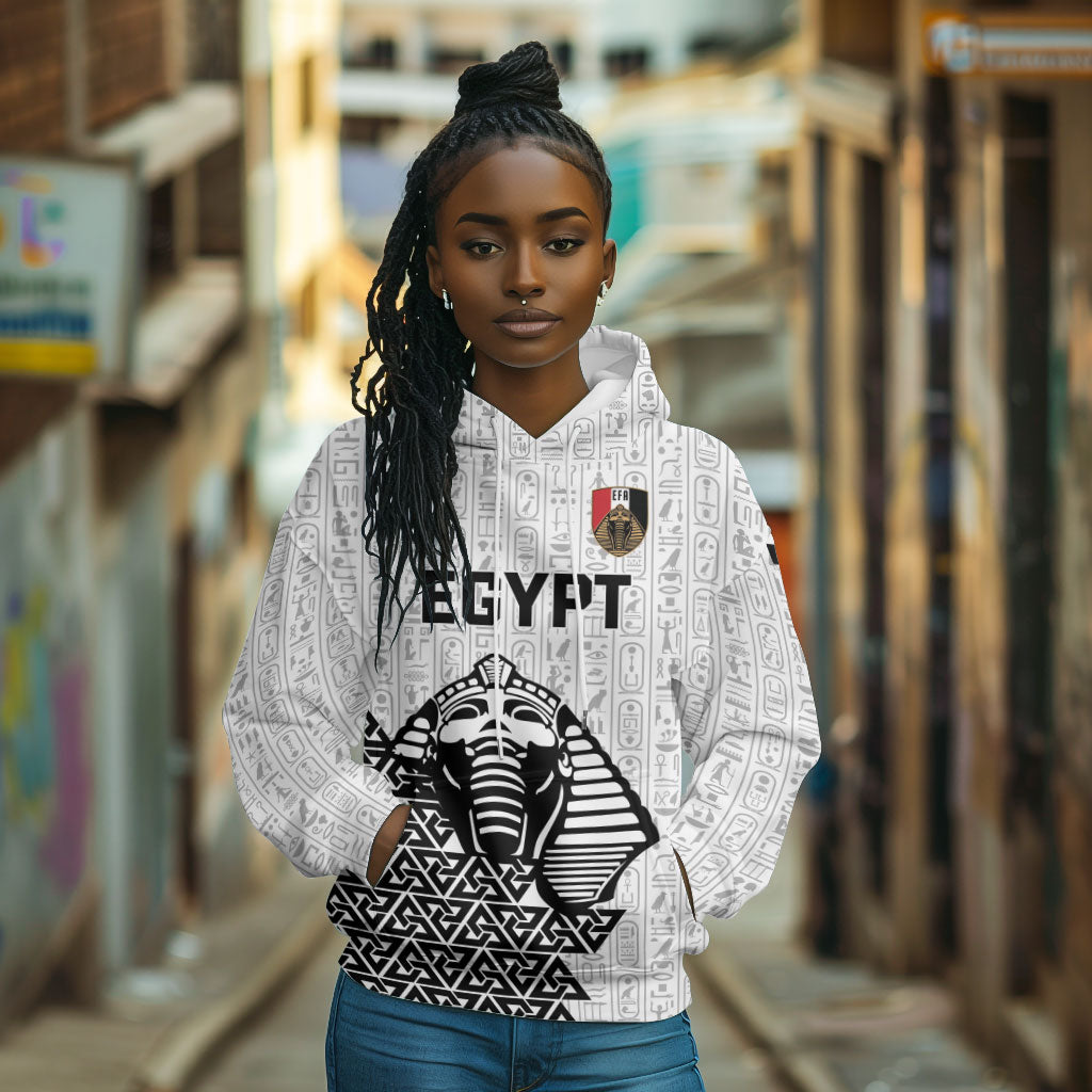 Custom World Football 2026 Egypt Hoodie Pharaohs Hieroglyphs Pride White Version