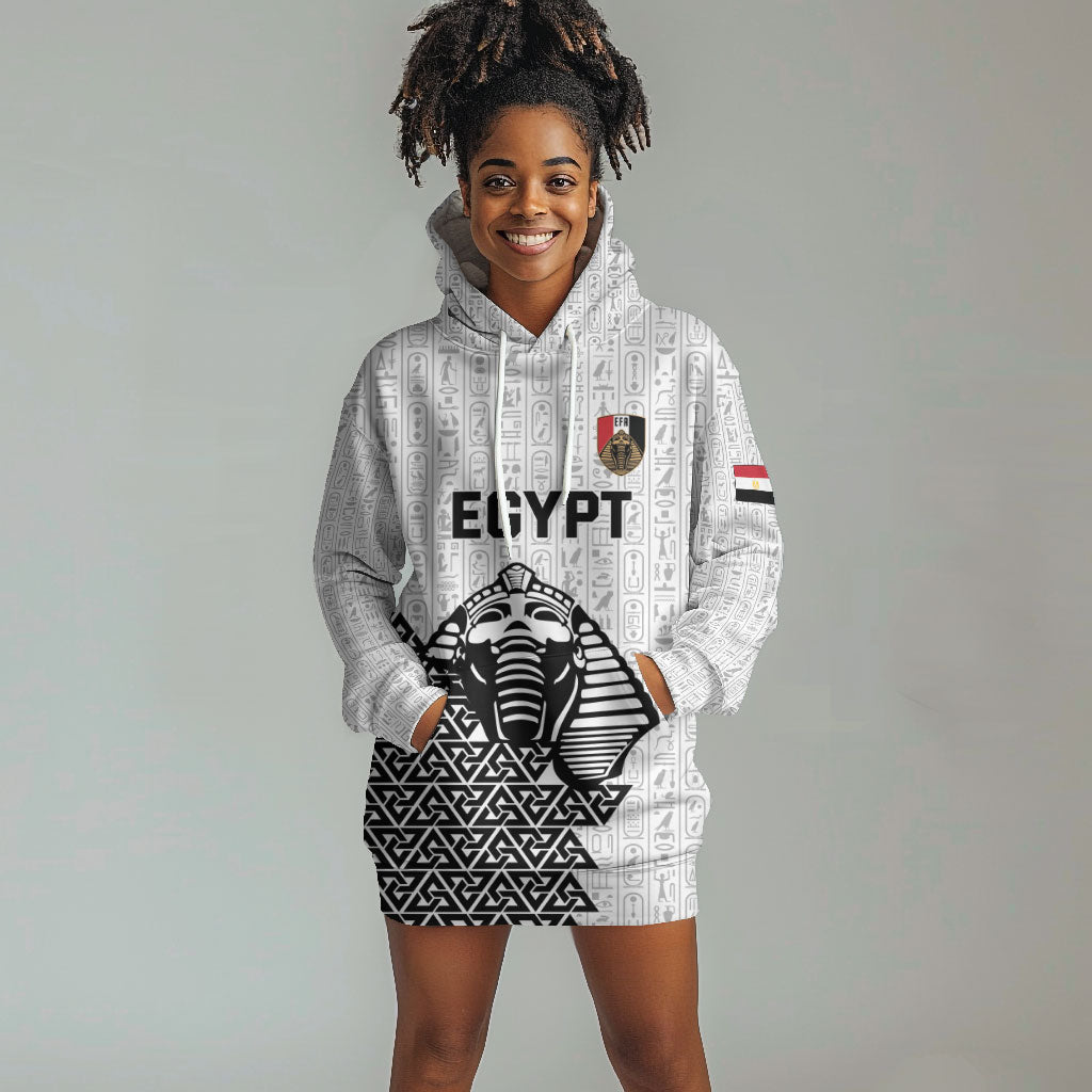Custom World Football 2026 Egypt Hoodie Dress Pharaohs Hieroglyphs Pride White Version