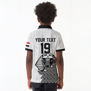 Custom World Football 2026 Egypt Kid Polo Shirt Pharaohs Hieroglyphs Pride White Version