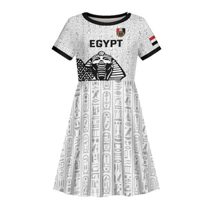 Custom World Football 2026 Egypt Kid Short Sleeve Dress Pharaohs Hieroglyphs Pride White Version