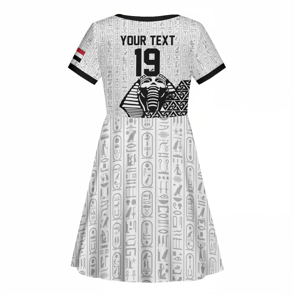 Custom World Football 2026 Egypt Kid Short Sleeve Dress Pharaohs Hieroglyphs Pride White Version