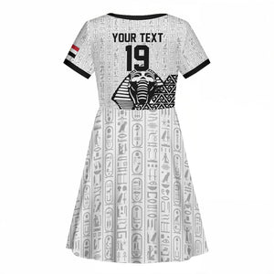 Custom World Football 2026 Egypt Kid Short Sleeve Dress Pharaohs Hieroglyphs Pride White Version